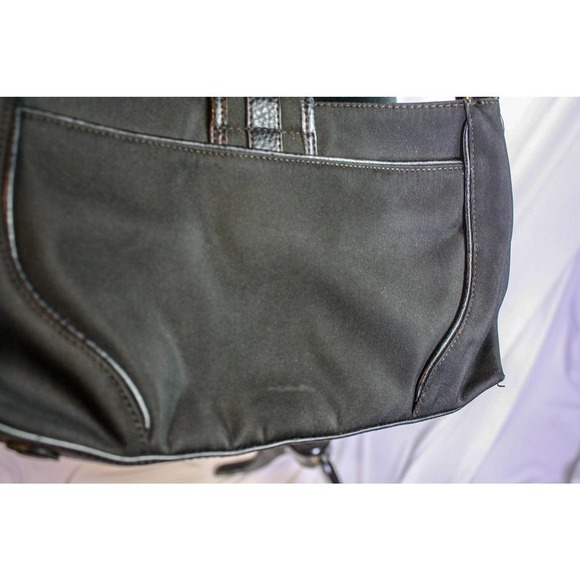 Etienne Aigner Shoulder Bag Purse Black Cotton Nylon Faux Leather Trim - Picture 4 of 4